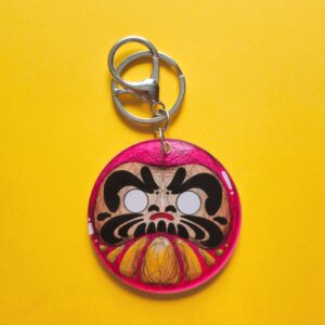 Chaveiro de Acrílico Daruma Rosa