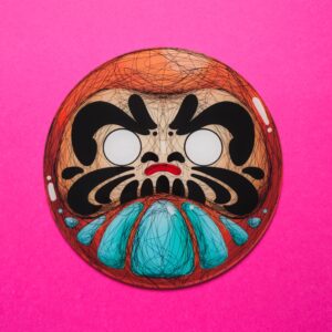 Placa de Acrílico Daruma Laranja