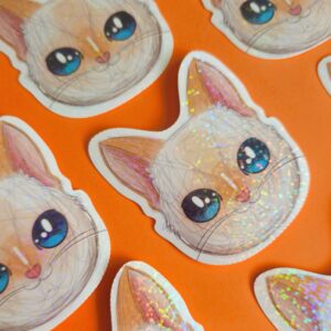 Adesivo Holográfico Gatinho Red Point