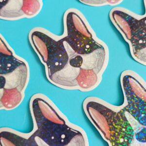 Adesivo Holográfico Bulldog Francês Preto e Branco