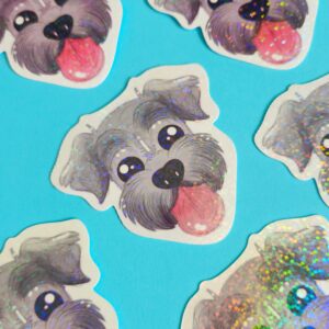 Adesivo Holográfico Schnauzer Cinza