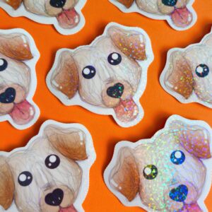 Adesivo Holográfico Vira Lata Caramelo