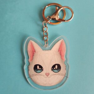 Chaveiro Acrílico Gatinho Branco