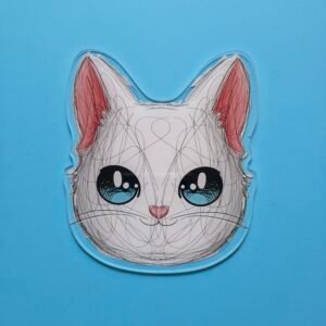 Placa de Acrílico Gatinho Branco