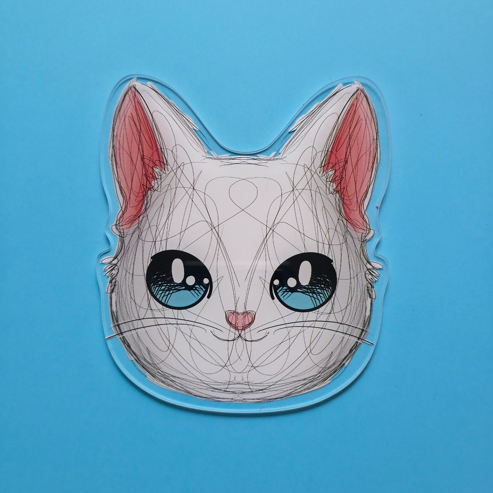 Placa de Acrílico Gatinho Branco